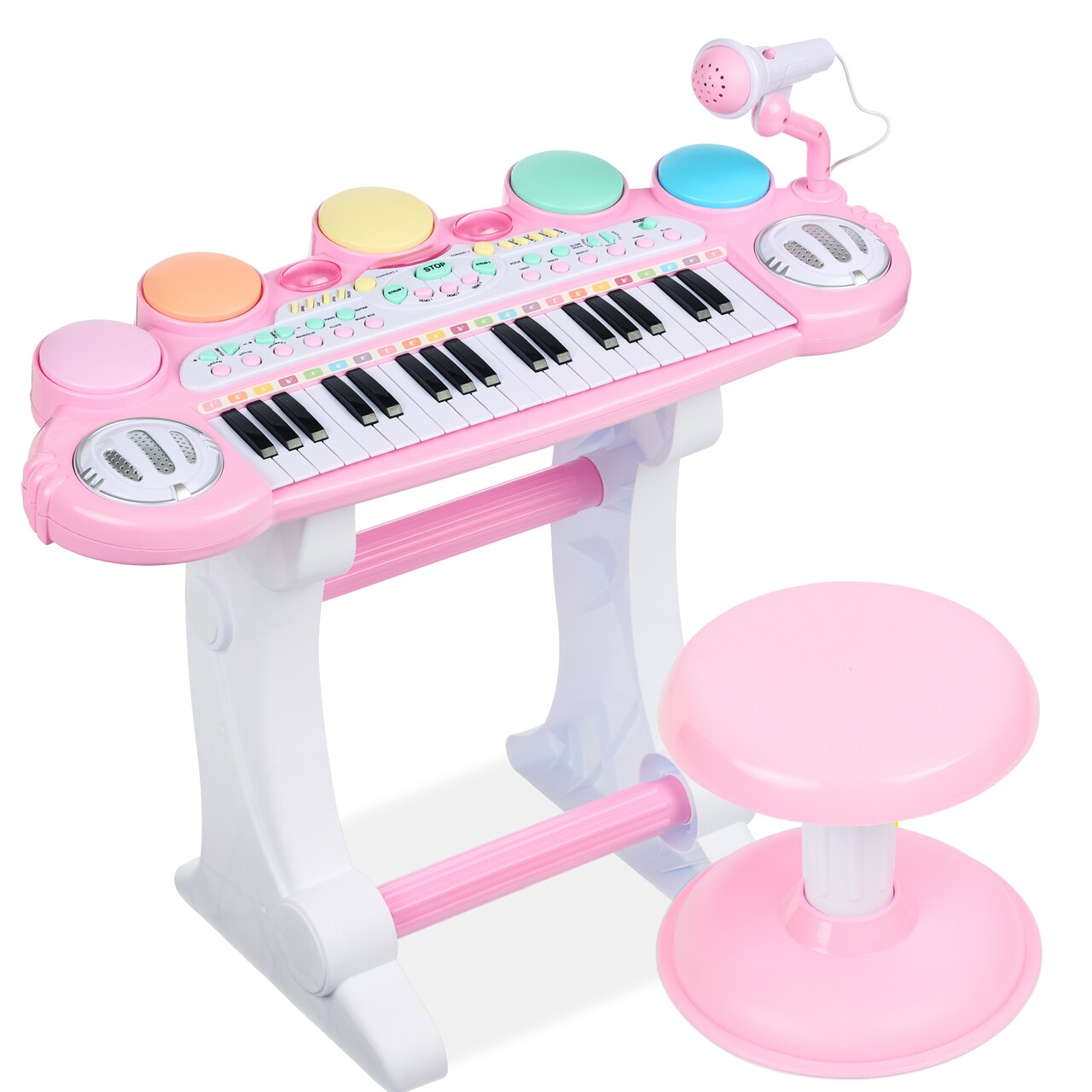 Best Choice Products 37-Key Kids Electronic Piano Keyboard w/ Multiple Sounds, Lights Microphone, Stool